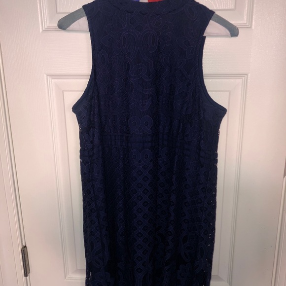 Navy blue midi dress with embroidered &slip under - Picture 4 of 4